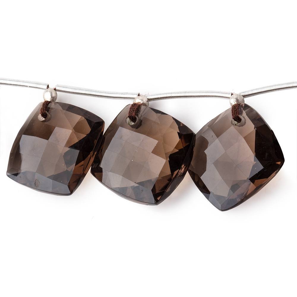 16.5-17mm Smoky Quartz Faceted Pillow Beads 5 inch 9 pieces - Beadsofcambay.com