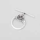 16.5mm Antiqued Sterling Silver Round Toggle Rose Design 1 piece - Beadsofcambay.com