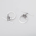 16.5mm Antiqued Sterling Silver Round Toggle Rose Design 1 piece - Beadsofcambay.com