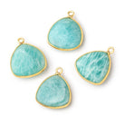 16.5mm Vermeil Bezel Amazonite Plain Triangle Pendant 1 Focal Bead - Beadsofcambay.com