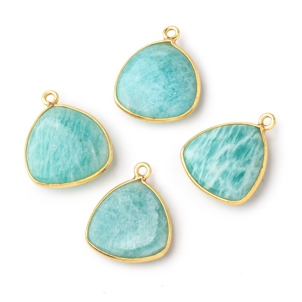 16.5mm Vermeil Bezel Amazonite Plain Triangle Pendant 1 Focal Bead - Beadsofcambay.com