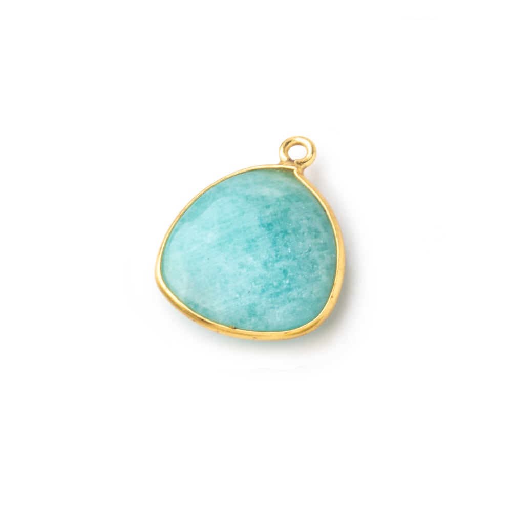 16.5mm Vermeil Bezel Amazonite Plain Triangle Pendant 1 Focal Bead - Beadsofcambay.com