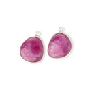 16.5x15.5mm .925 Silver Bezel Ruby Faceted Freeform Set of 2 Pendants - Beadsofcambay.com
