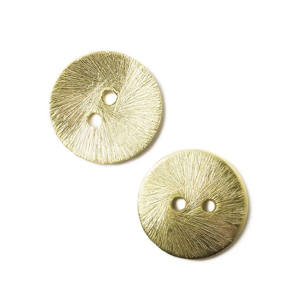 16mm 14kt Gold Plated Copper Bead Button Brushed Disc 10 Pcs - Beadsofcambay.com