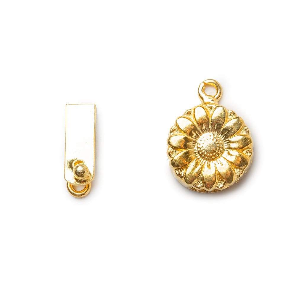 16mm 22kt Gold plated Box Clasp Daisy Design 1 piece - Beadsofcambay.com