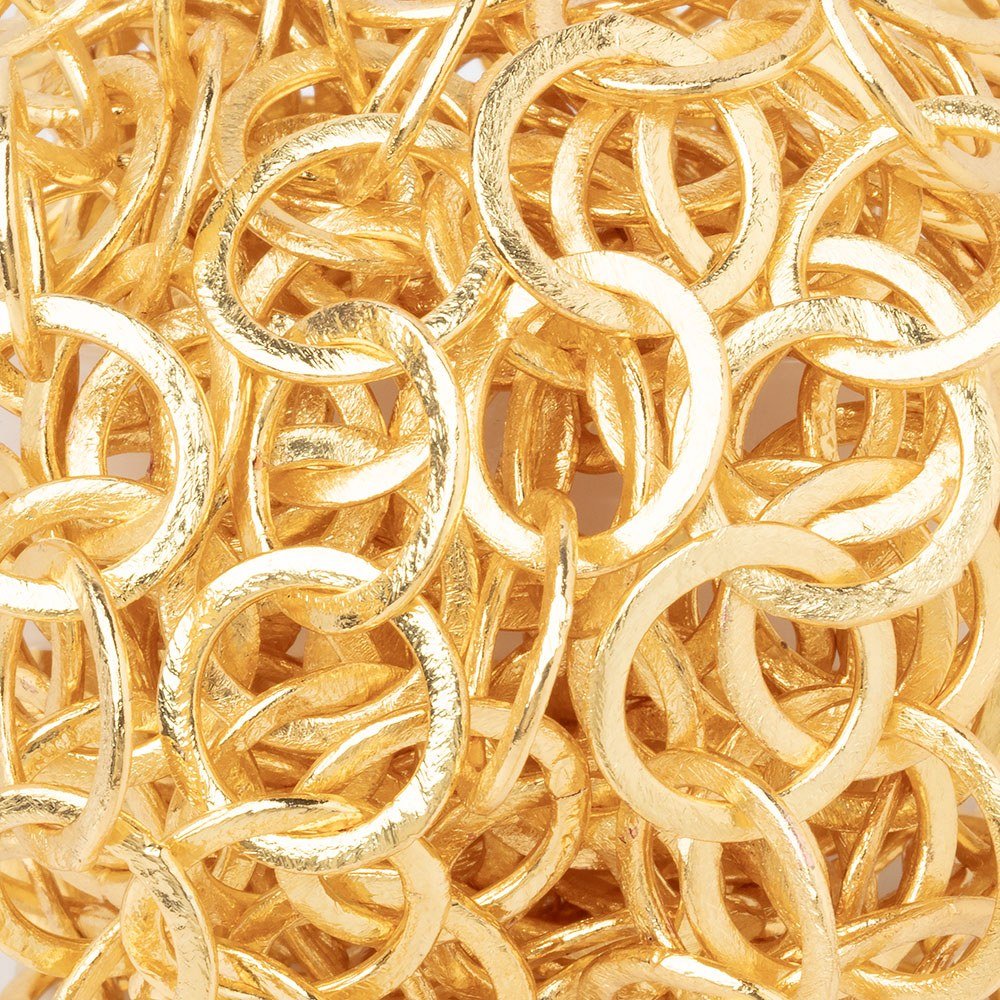 16mm 22kt Gold plated Brushed Round Link Chain - Beadsofcambay.com