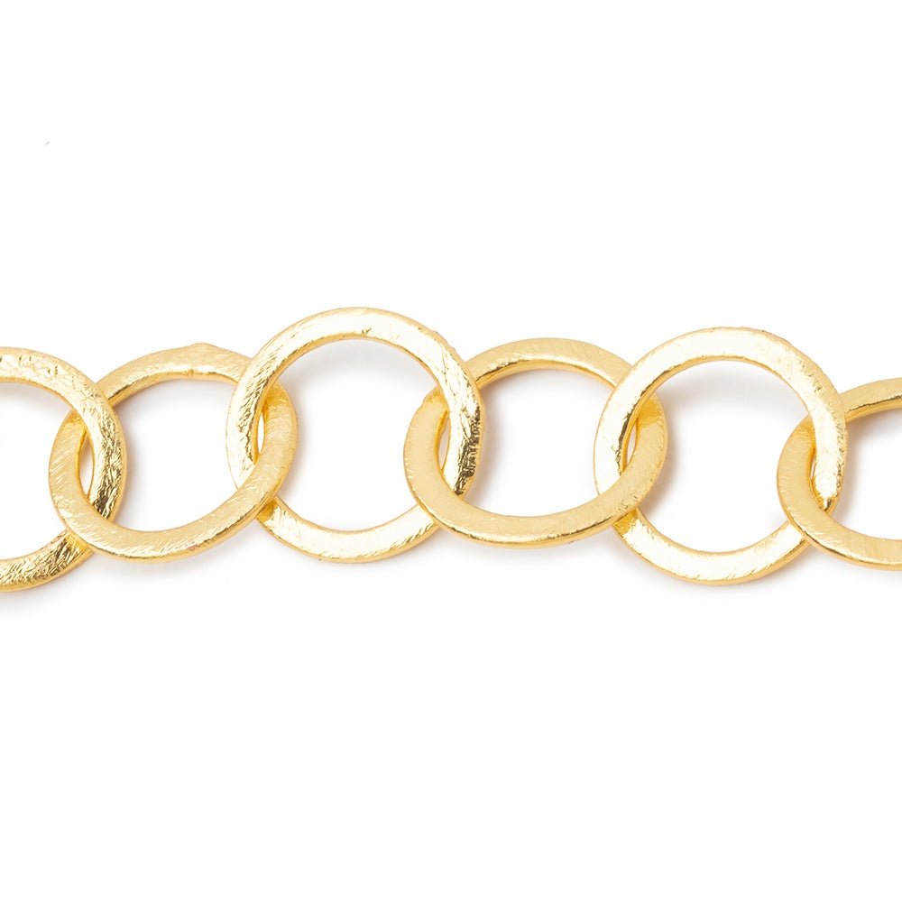 16mm 22kt Gold plated Brushed Round Link Chain - Beadsofcambay.com