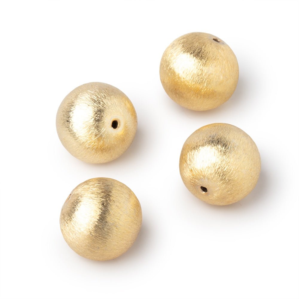 16mm 22kt Plated Copper Brushed Round Beads Set of 4 pieces - Beadsofcambay.com