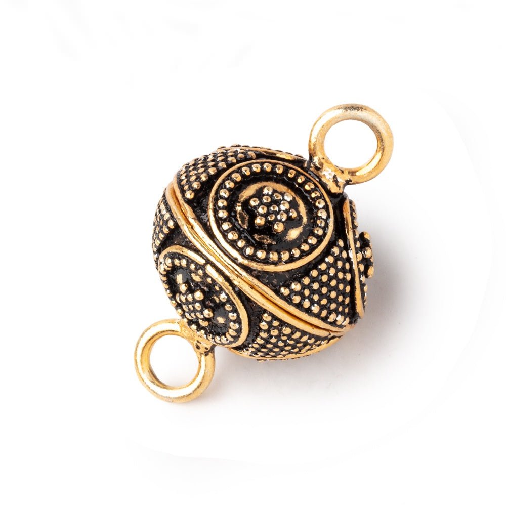 16mm Antiqued 22kt Gold Plated Miligrain Ringed Star Magnetic Clasp 1 piece - Beadsofcambay.com
