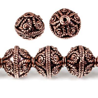 16mm Antiqued Copper Renaissance Twisted Rope Design Round *DISCONTINUED* - Beadsofcambay.com