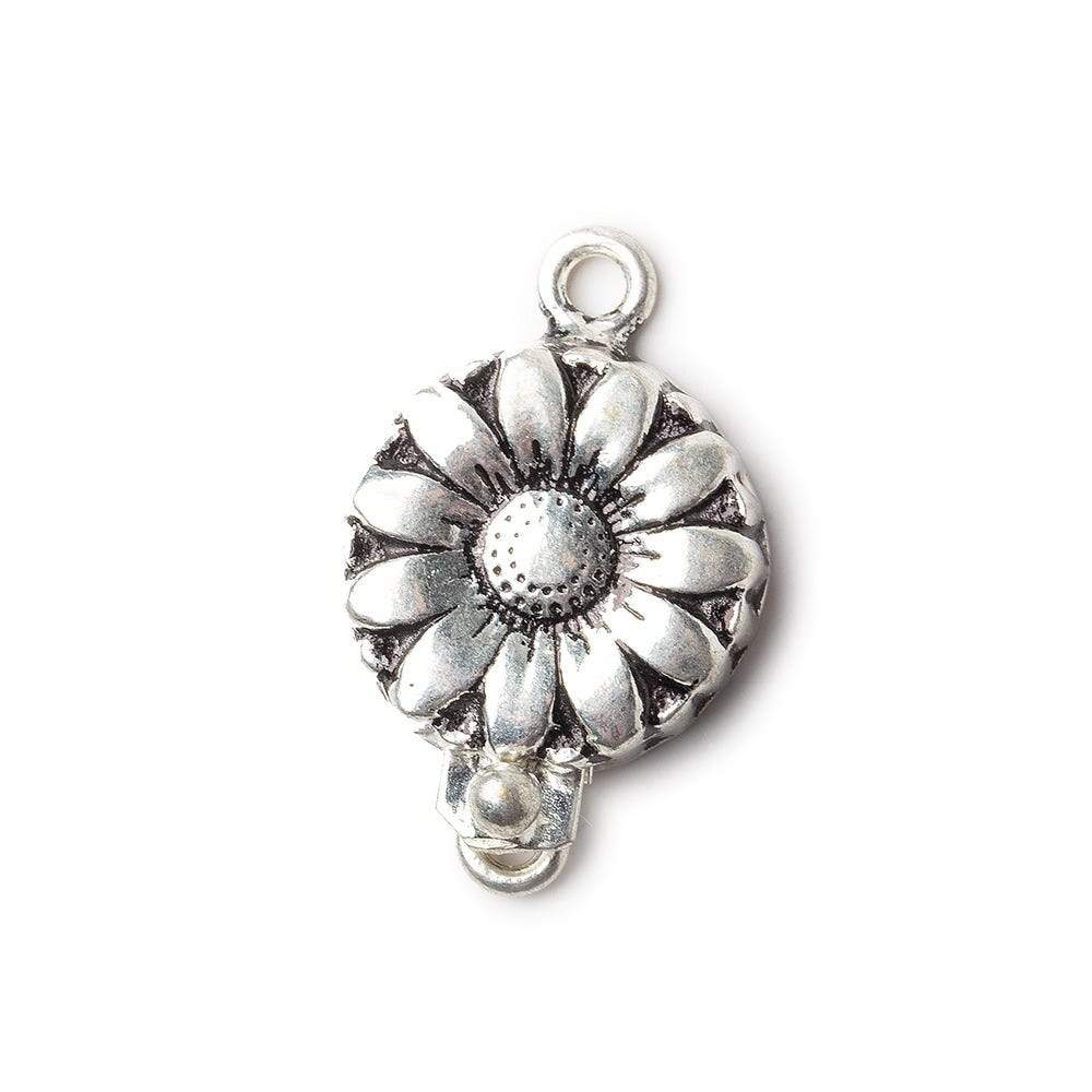 16mm Antiqued Sterling Silver plated Box Clasp Daisy Design 1 piece - Beadsofcambay.com