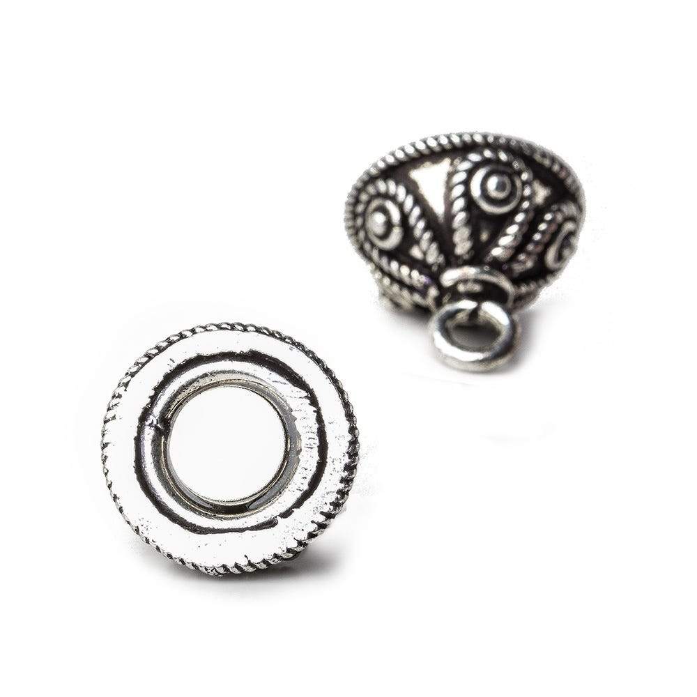 16mm Antiqued Sterling Silver Plated Copper Magnetic Clasp Round Scalloped Design 1 piece - Beadsofcambay.com