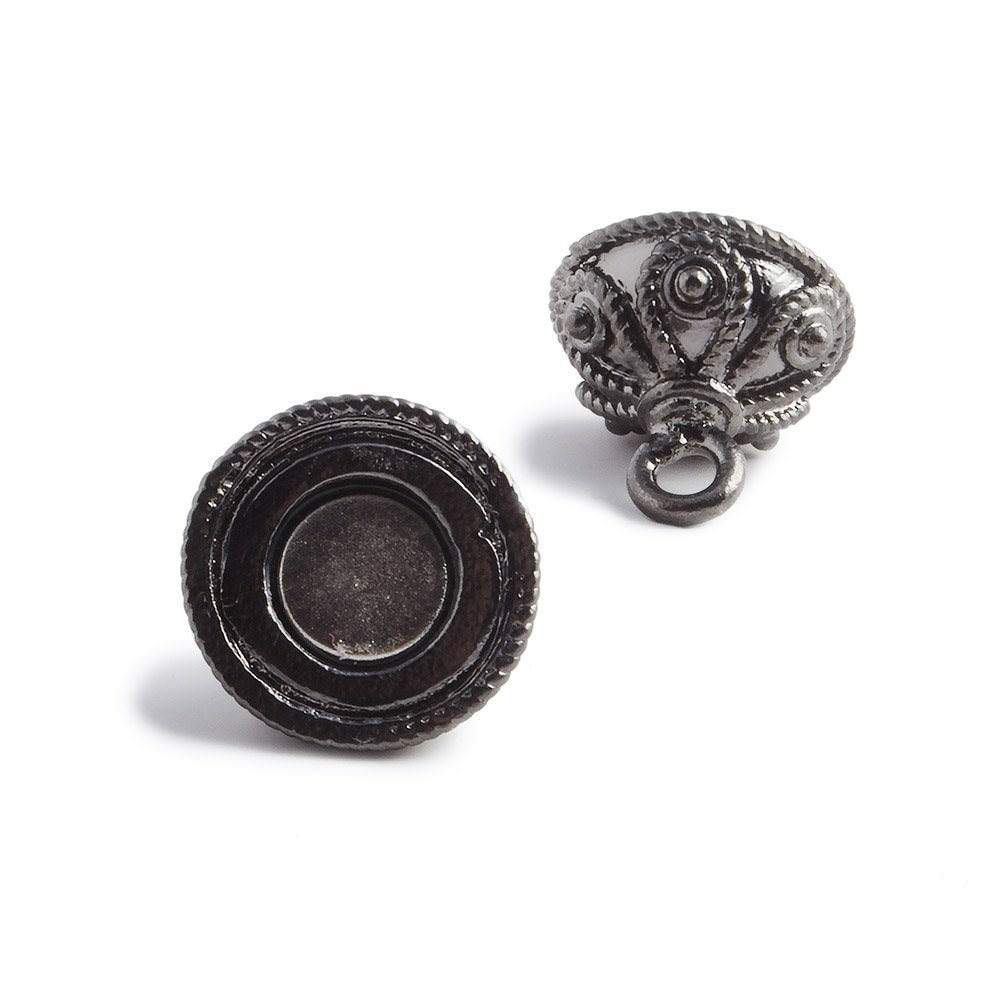 16mm Black Gold Plated Copper Magnetic Clasp Round Scalloped Design 1 piece - Beadsofcambay.com