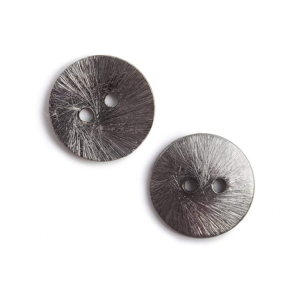 16mm Black Gold Round Button Brushed, 10 pieces - Beadsofcambay.com