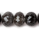 16mm Black Tourmalinated Quartz Concave Faceted Rondelles 2.5mm large hole beads 6 pieces AAA - Beadsofcambay.com