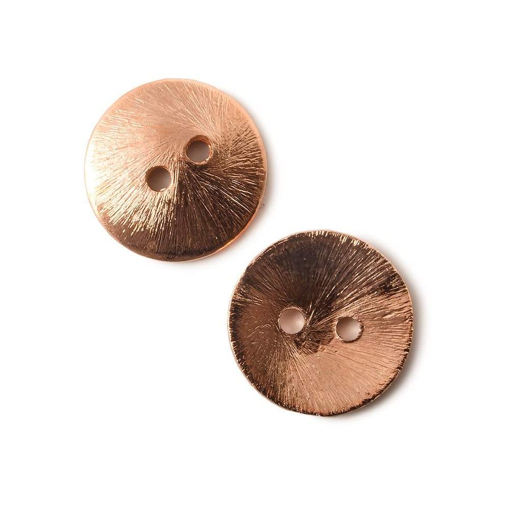 16mm Copper Round Button Brushed Disc , 10 Pcs - Beadsofcambay.com