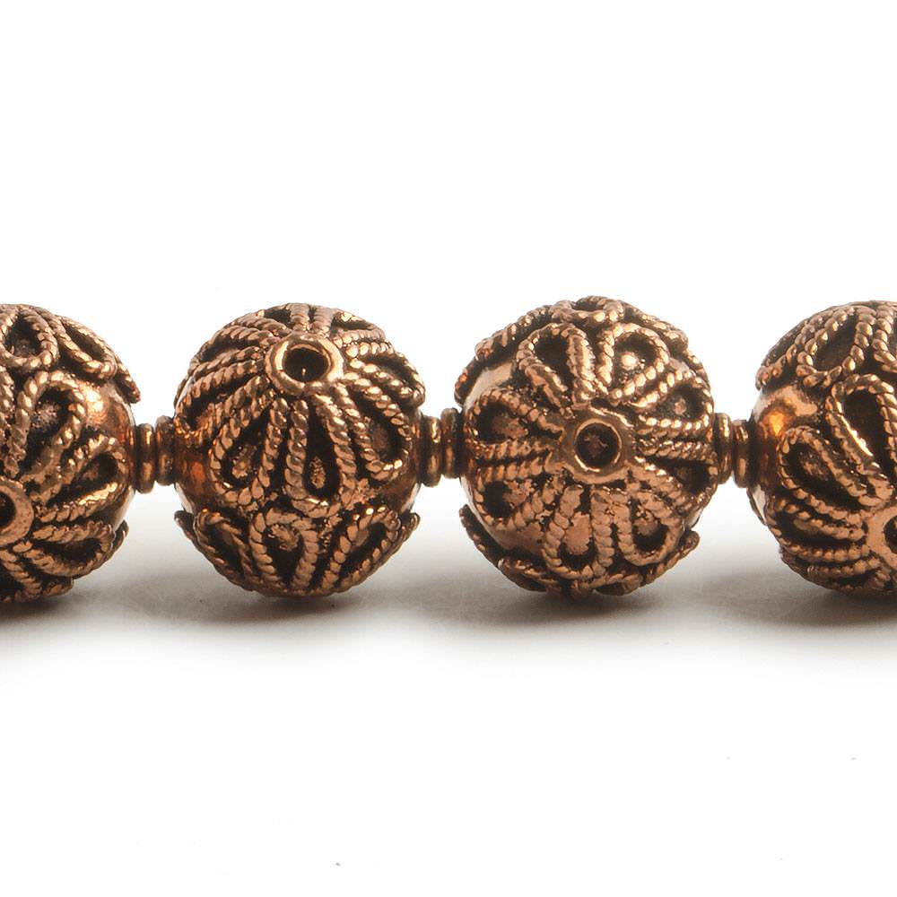16mm Copper Roval Bead with Twisted Rope Floral Design 8 inch 13 pcs - Beadsofcambay.com