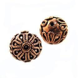 16mm Copper Roval Bead with Twisted Rope Floral Design 8 inch 13 pcs - Beadsofcambay.com