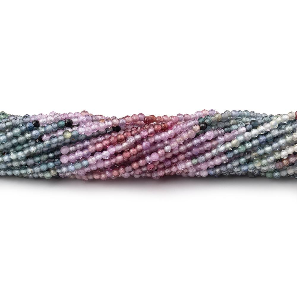 1.6mm Multi Color Sapphire Micro Faceted Round Beads 12.25 inch 218 pieces - Beadsofcambay.com