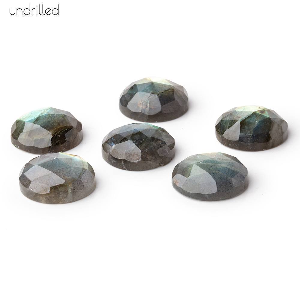16mm Rose Cut Labradorite Faceted Cabochon Focal Beads - Undrilled with warm flash - Beadsofcambay.com