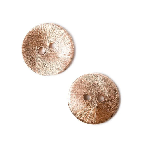 16mm Rose Gold Button Brushed Disc 10 pieces - Beadsofcambay.com