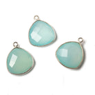 16mm Silver Bezel Aqua Chalcedony Triangle Focal Pendant 1 piece - Beadsofcambay.com