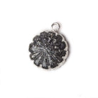 16mm Silver Leafed Celestial Quartz carved floral coin Pendant 1 focal bead - Beadsofcambay.com