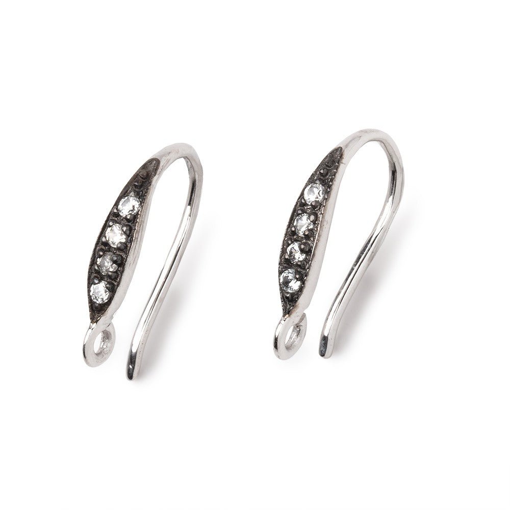 16mm Two Tone Sterling Silver Earwire with CZ's Set of 2 pieces - Beadsofcambay.com