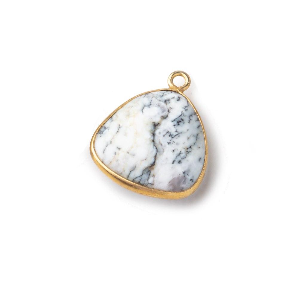 16mm Vermeil Bezel Dendritic Opal Plain Triangle Pendant 1 Focal Piece - Beadsofcambay.com
