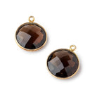 16mm Vermeil Bezeled Whiskey Quartz faceted coin Pendant 1 piece - Beadsofcambay.com