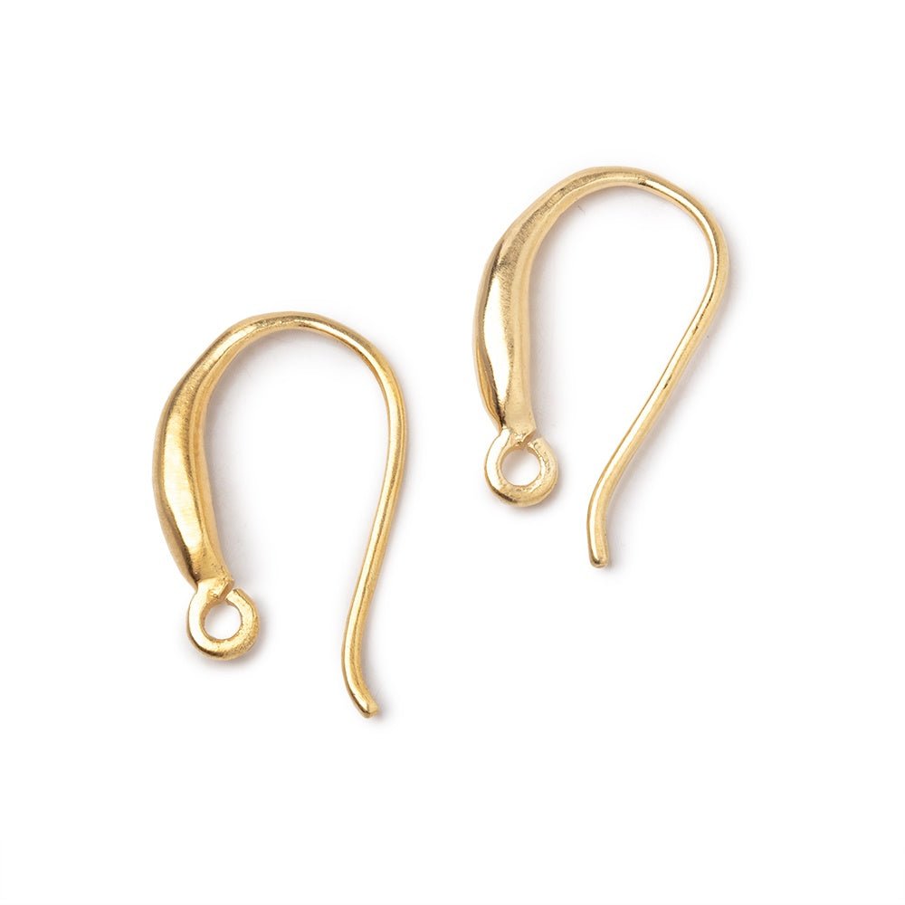 16mm Vermeil Earwire with a Satin Finish Set of 2 pieces - Beadsofcambay.com