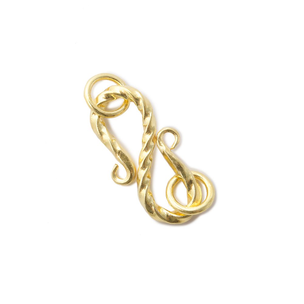 16mm Vermeil S Hook Twist Design 1 piece - Beadsofcambay.com
