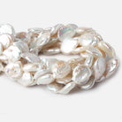 16mm White Ultra Coin Freshwater Pearls 1.5mm Large Hole 16 inch 18 pieces - Beadsofcambay.com