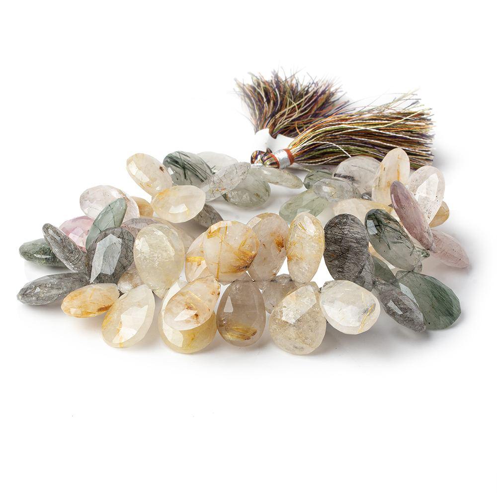 16x11-21x14mm Sagenitic Quartz Faceted Pear Beads 11 inch 54 pcs AA - Beadsofcambay.com