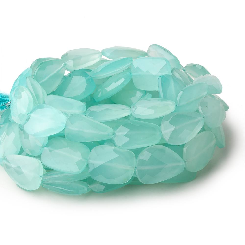 16x11-22x14mm Seafoam Blue Chalcedony straight drilled faceted nuggets 16 inch 21 large hole beads - Beadsofcambay.com