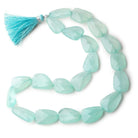 16x11-22x14mm Seafoam Blue Chalcedony straight drilled faceted nuggets 16 inch 21 large hole beads - Beadsofcambay.com