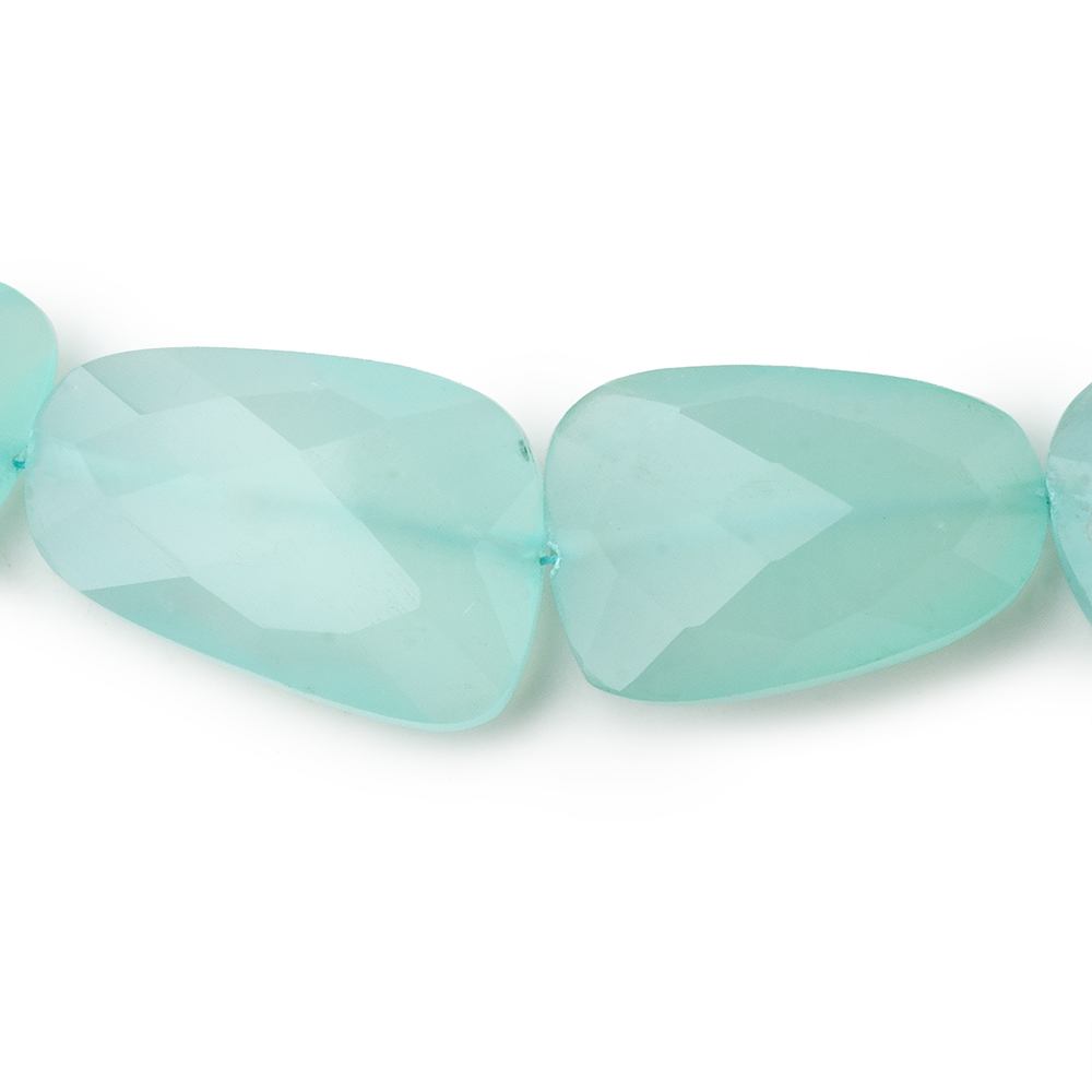 16x11-22x14mm Seafoam Blue Chalcedony straight drilled faceted nuggets 16 inch 21 large hole beads - Beadsofcambay.com