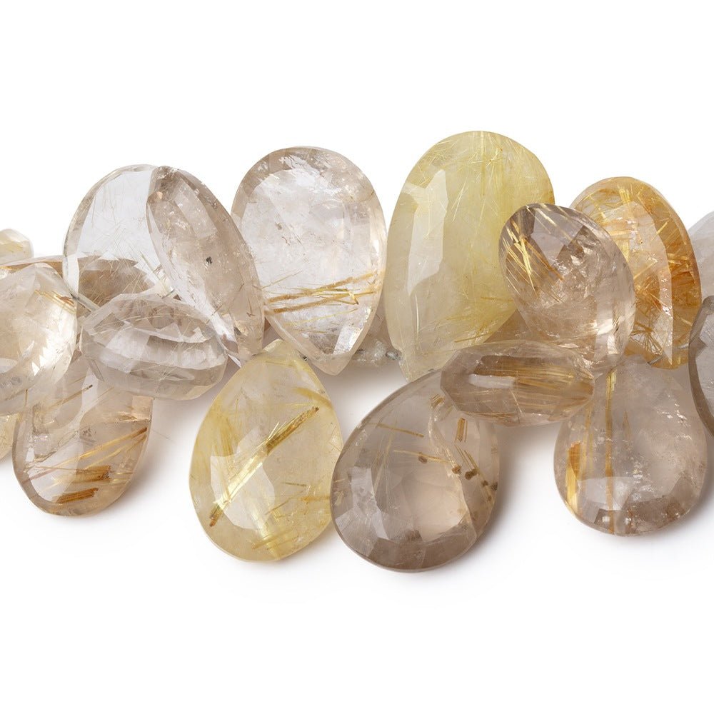 16x11-25x15mm Rutilated Quartz Faceted Pear Beads 7 inch 40 pieces AA - Beadsofcambay.com