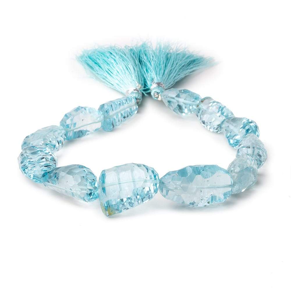 16x11-25x16mm Sky Blue Topaz Concave Faceted Nuggets 9 inch 12 Beads - Beadsofcambay.com