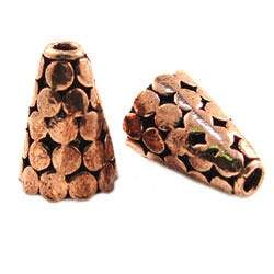 16x11mm Antiqued Copper Cone Polka Dot Pattern *DISCONTINUED* - Beadsofcambay.com