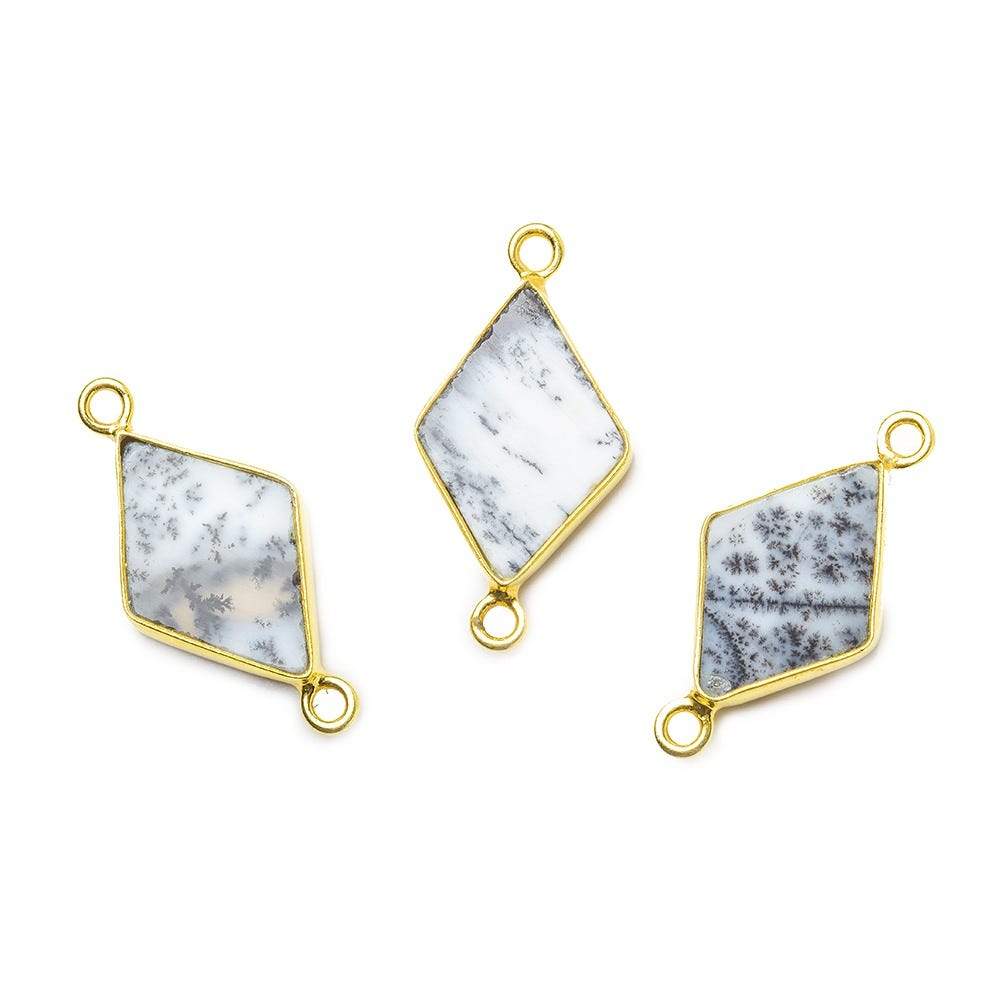 16x11mm Vermeil Bezel Dendritic Opal Kite Connector 1 piece - Beadsofcambay.com