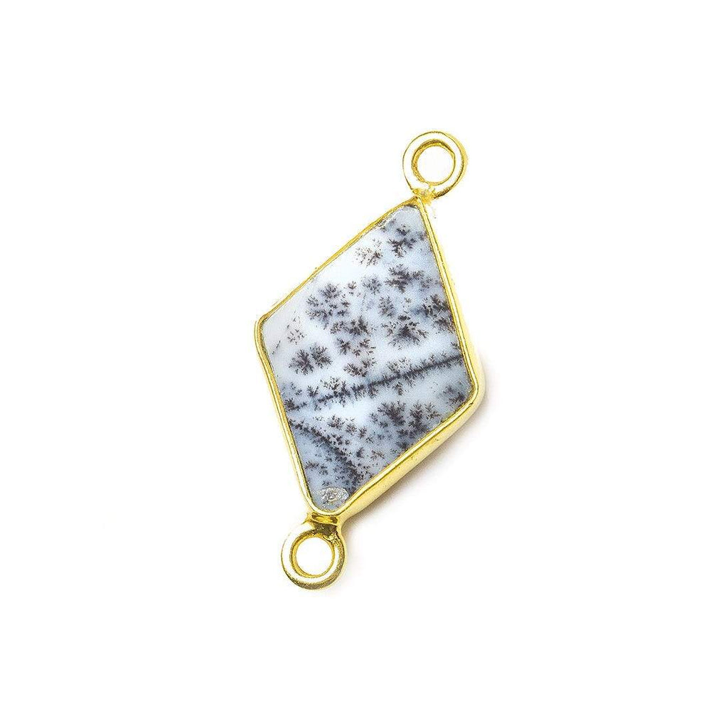 16x11mm Vermeil Bezel Dendritic Opal Kite Connector 1 piece - Beadsofcambay.com