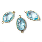 16x11mm Vermeil Bezel Sky Blue Topaz faceted oval Petite Connector 1 piece - Beadsofcambay.com