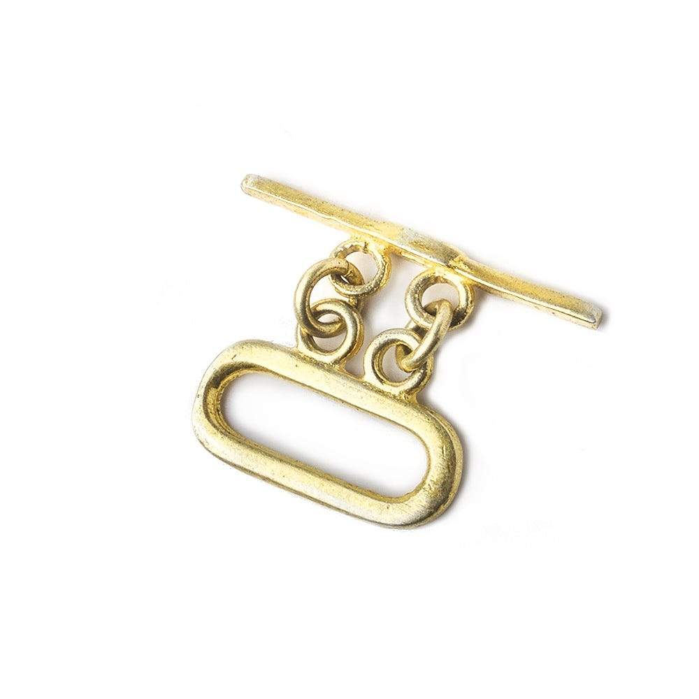 16x11mm Vermeil Double Strand Oval Toggle 1 piece - Beadsofcambay.com