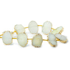 16x12-17x12mm Gold Leafed Pale Yellow Drusy side drilled Slices 8 inch 10 beads - Beadsofcambay.com