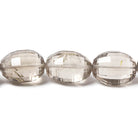 16x12-18x13mm Rutilated Smoky Quartz Checkerboard Faceted Oval Beads 12 Pieces - Beadsofcambay.com