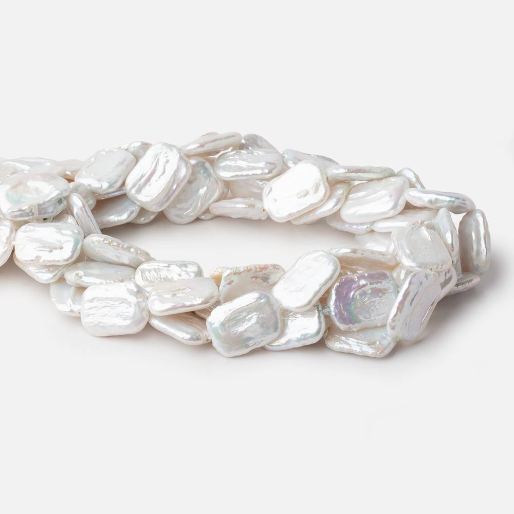 16x12-19x14mm Rosé White Rectangle Freshwater Pearls 16 inch 22 beads - Beadsofcambay.com