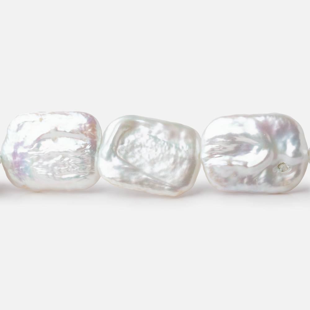 16x12-19x14mm Rosé White Rectangle Freshwater Pearls 16 inch 22 beads - Beadsofcambay.com