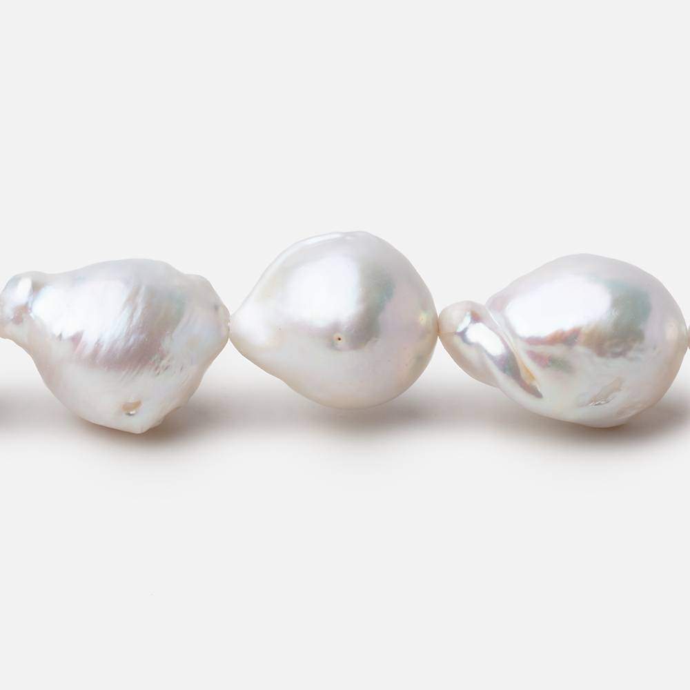 16x12-20x14mm Off White Ultra Baroque Freshwater Pearls 16 inch 23 pieces - Beadsofcambay.com
