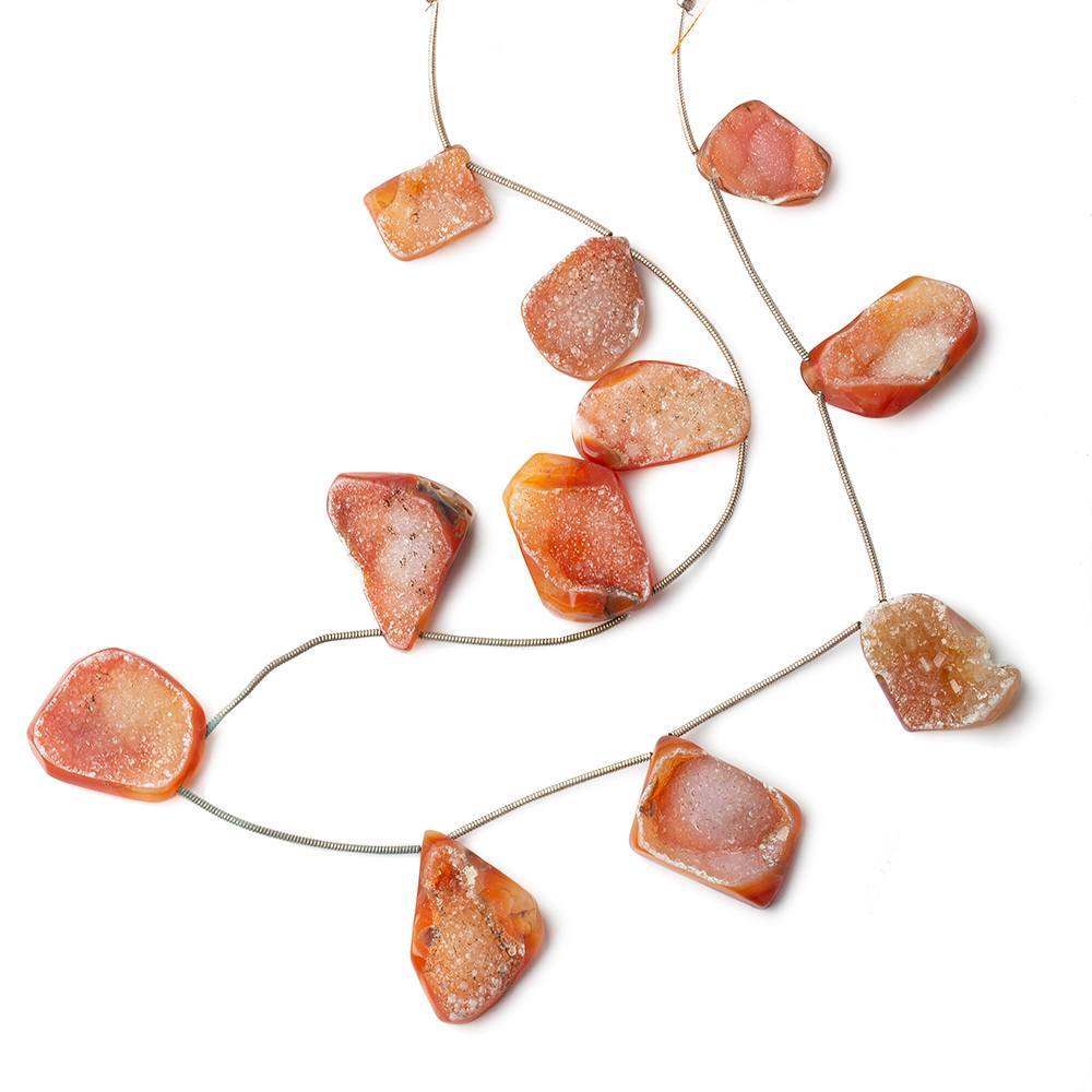 16x12-22x17mm Orange Agate Drusy Freeform Beads 11 pieces - Beadsofcambay.com